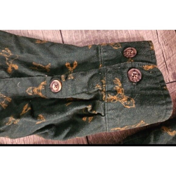 Duluth Trading Flannel Green Stag Relaxed Fit Untucked Button Down Shirt 2XLT - Picture 4 of 7